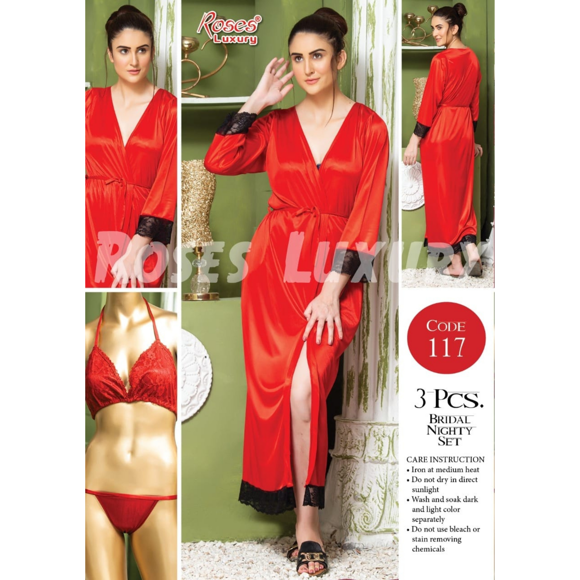 3 pcs lingerie nightwear set