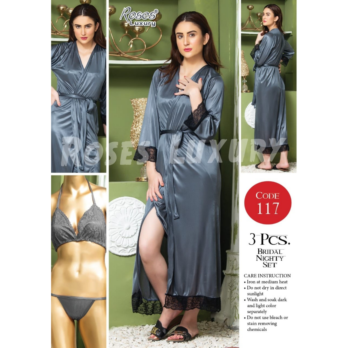 3 pcs lingerie nightwear set