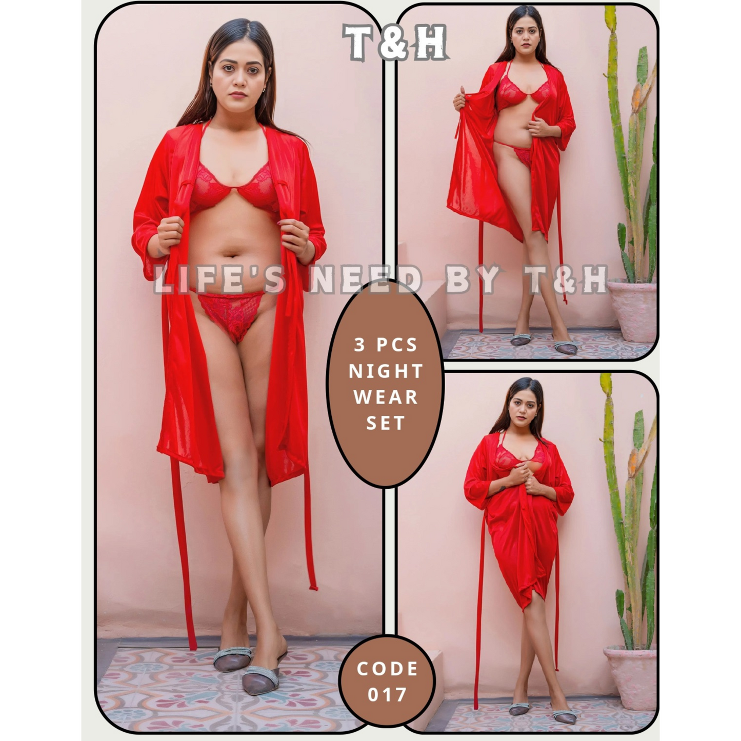 Bridal Nighty Set – 3 Pcs (Gown, Bra & Panty)